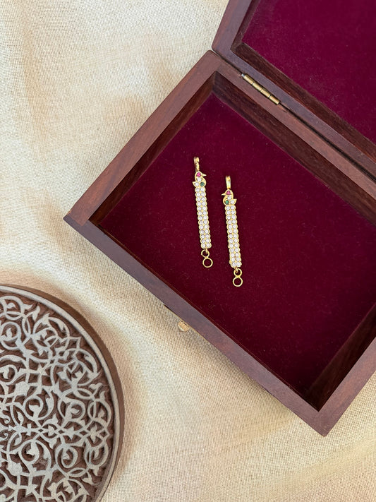 Vintage Impon Straight Ear Chain | Handmade Gold Tone | EC244