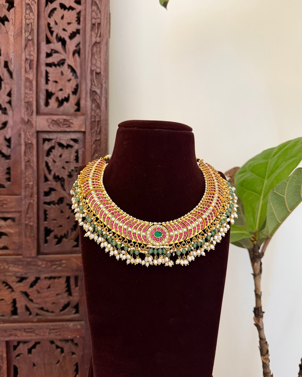 Royal Statement Jadau Kundan Necklace | Handmade Gold Plated | NC783