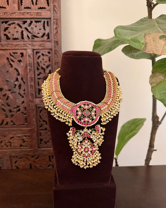 Jadau Kundan Guttapusalu Kanti Necklace | Handmade Gold Plated | NC881