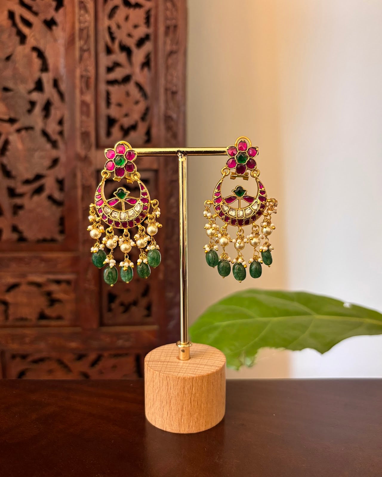 Floral Multicolor Jadau Kundan Earrings | Handmade Gold Plated | ER470