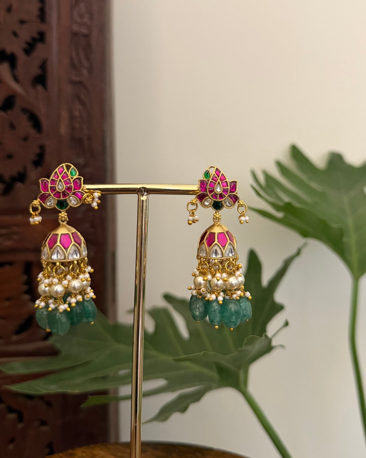 Floral Multicolor Jadau Kundan Earrings ER385