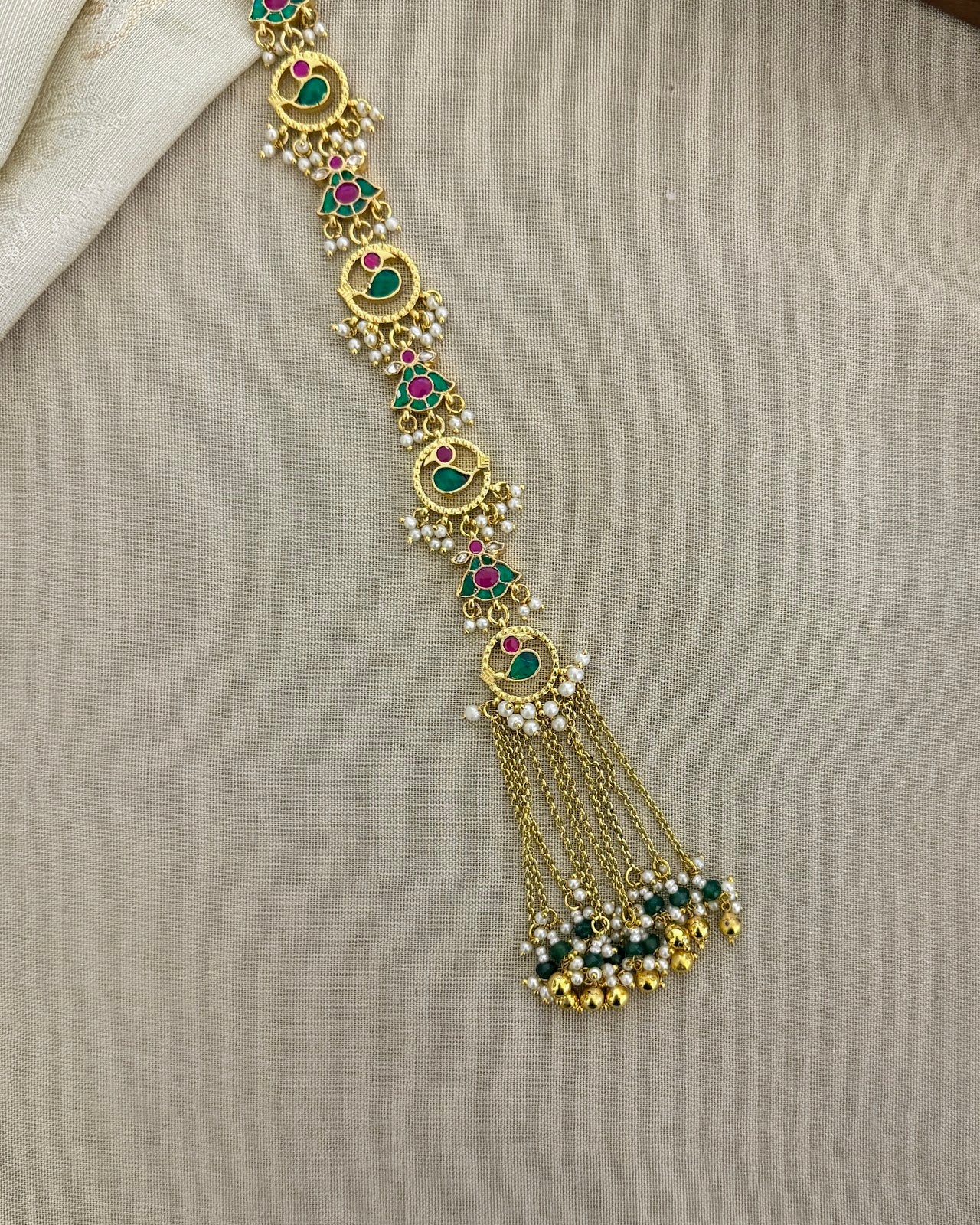 Jadau Kundan Long Hair Accessory | Multi Colour