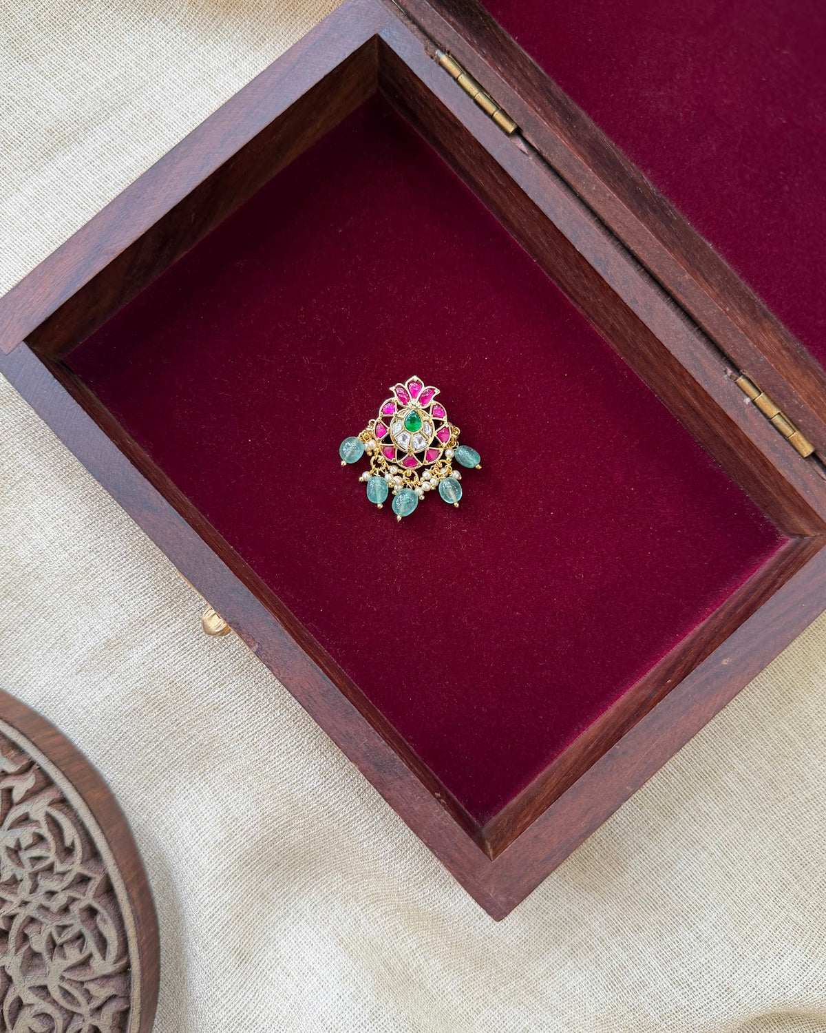 Multicolour Jadau Kundan Pendant with Fastening Loop HA415