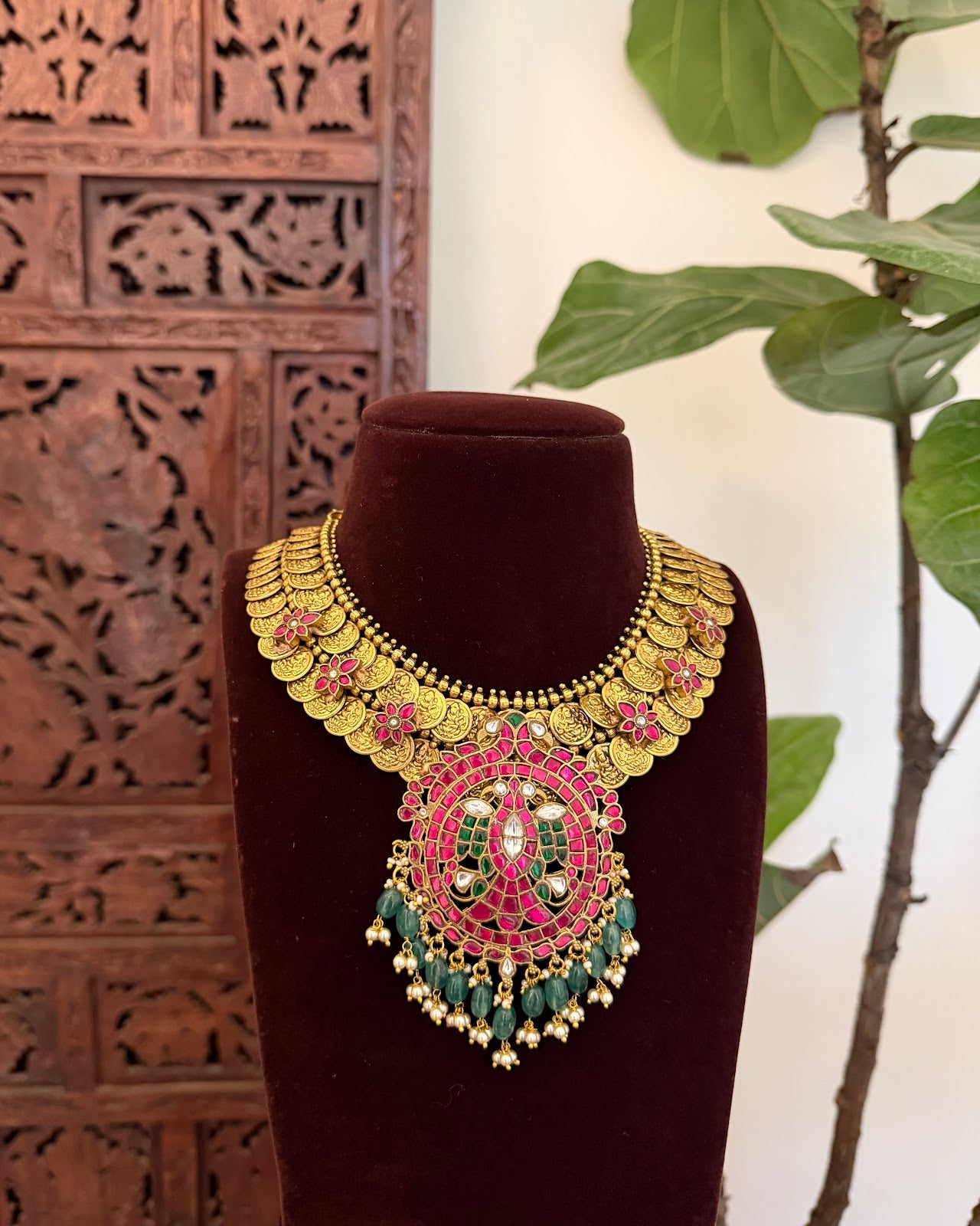 Royal Gandaberunda Jadau Kundan Necklace | Handmade Gold Plated | NC829