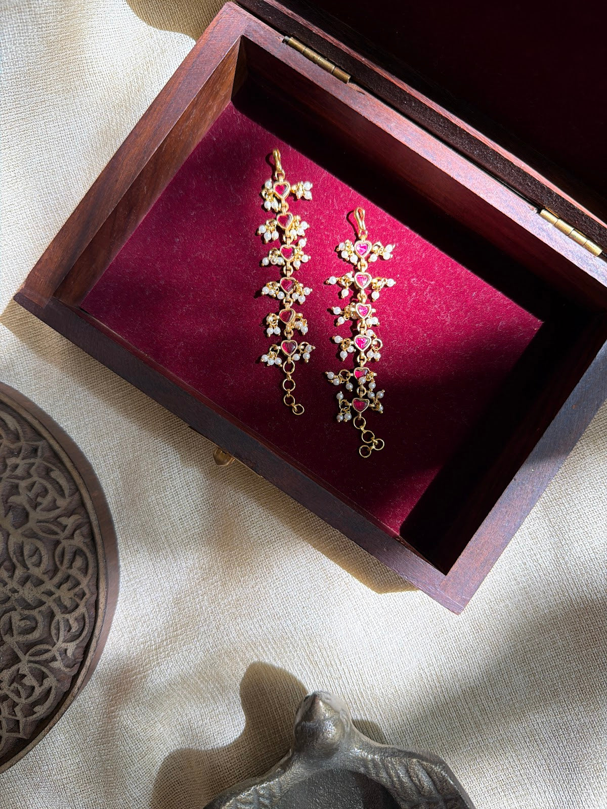 Floral Kundan Ear Chain | Handmade Gold Plated | EC239