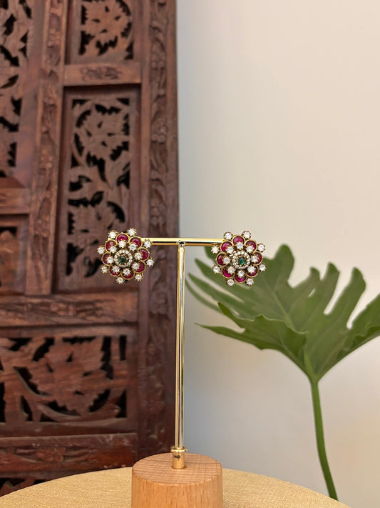 Blooming Ruby Green Studs  | ER431