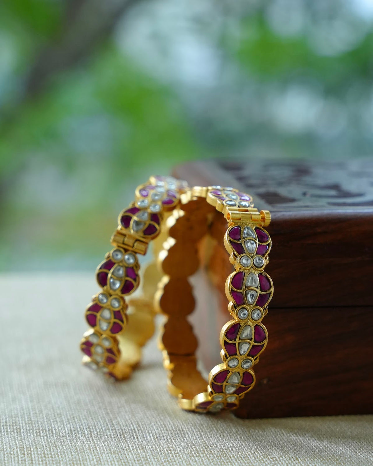 Jadau Kundan Ruby & White Kada Bangle | BA160 | BA161 | BA162