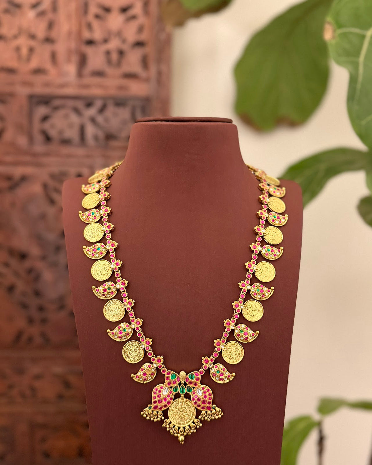 Kundan Nakshi Kaasu Mango Haram with Earrings | Handmade Gold Plated | NC893