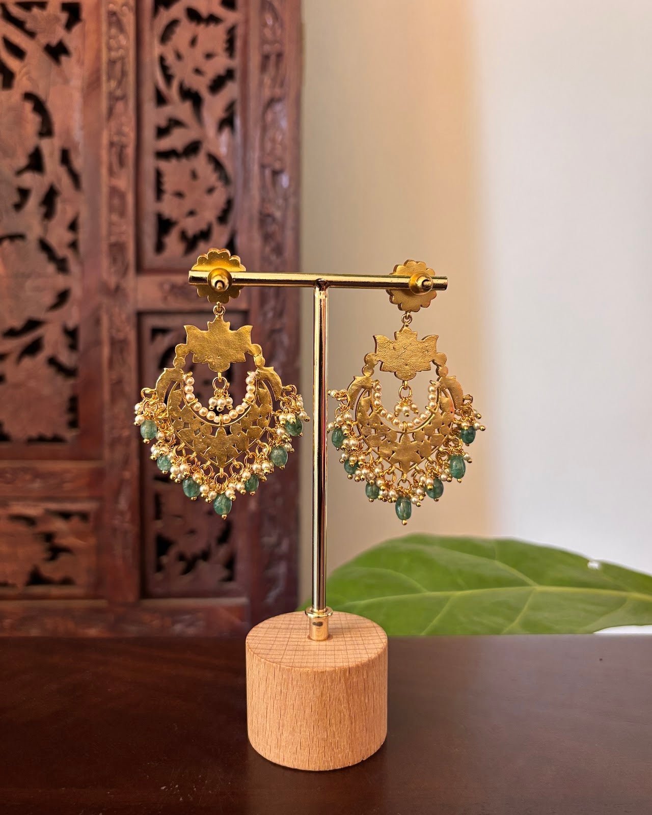 Elegant Jadau Kundan Pear Drop Chandbali Earrings | Handmade Gold Plated | ER484