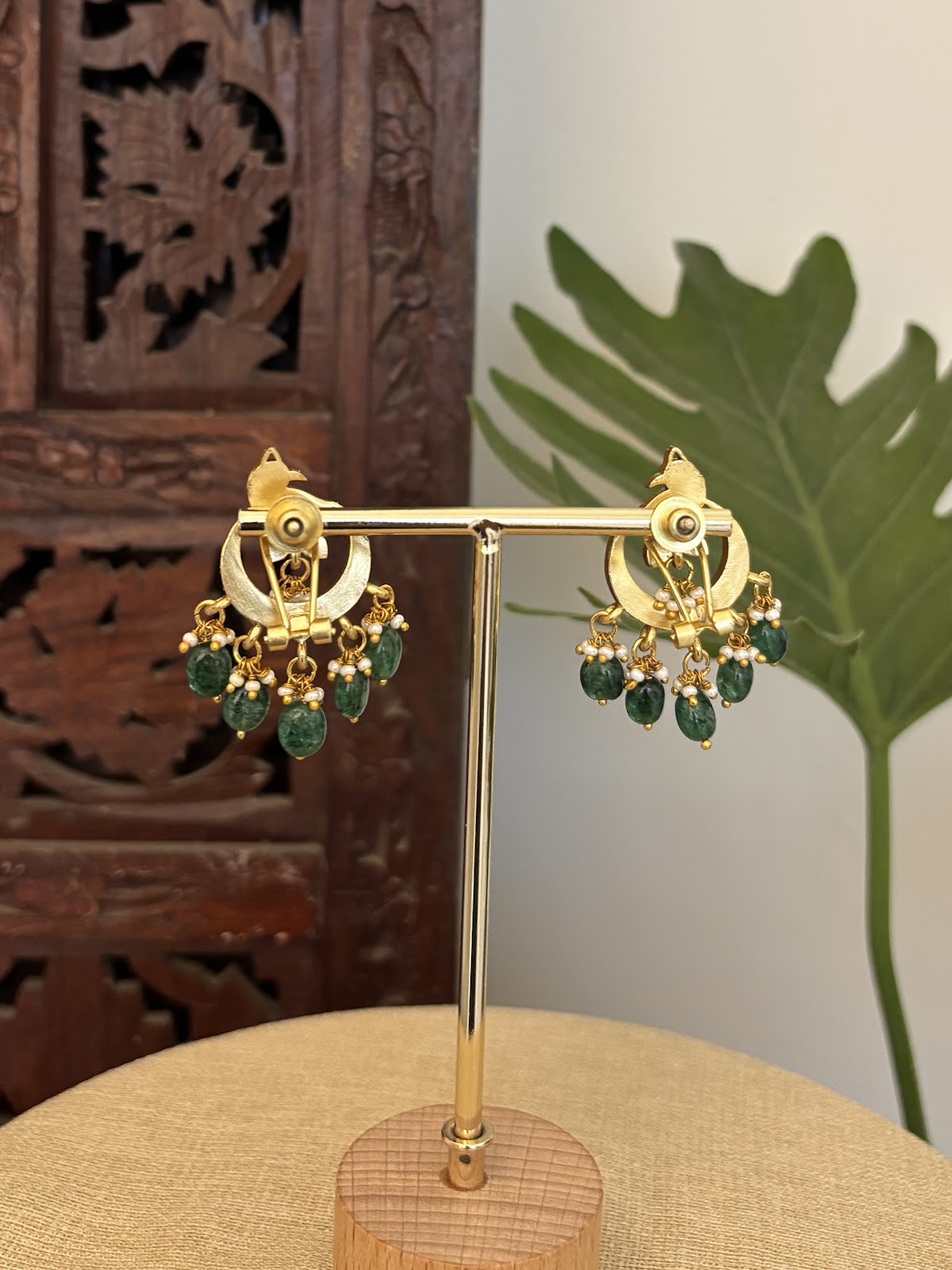 Gold Finish Peacock Multicolour Stud | Handmade Gold Plated | ER423