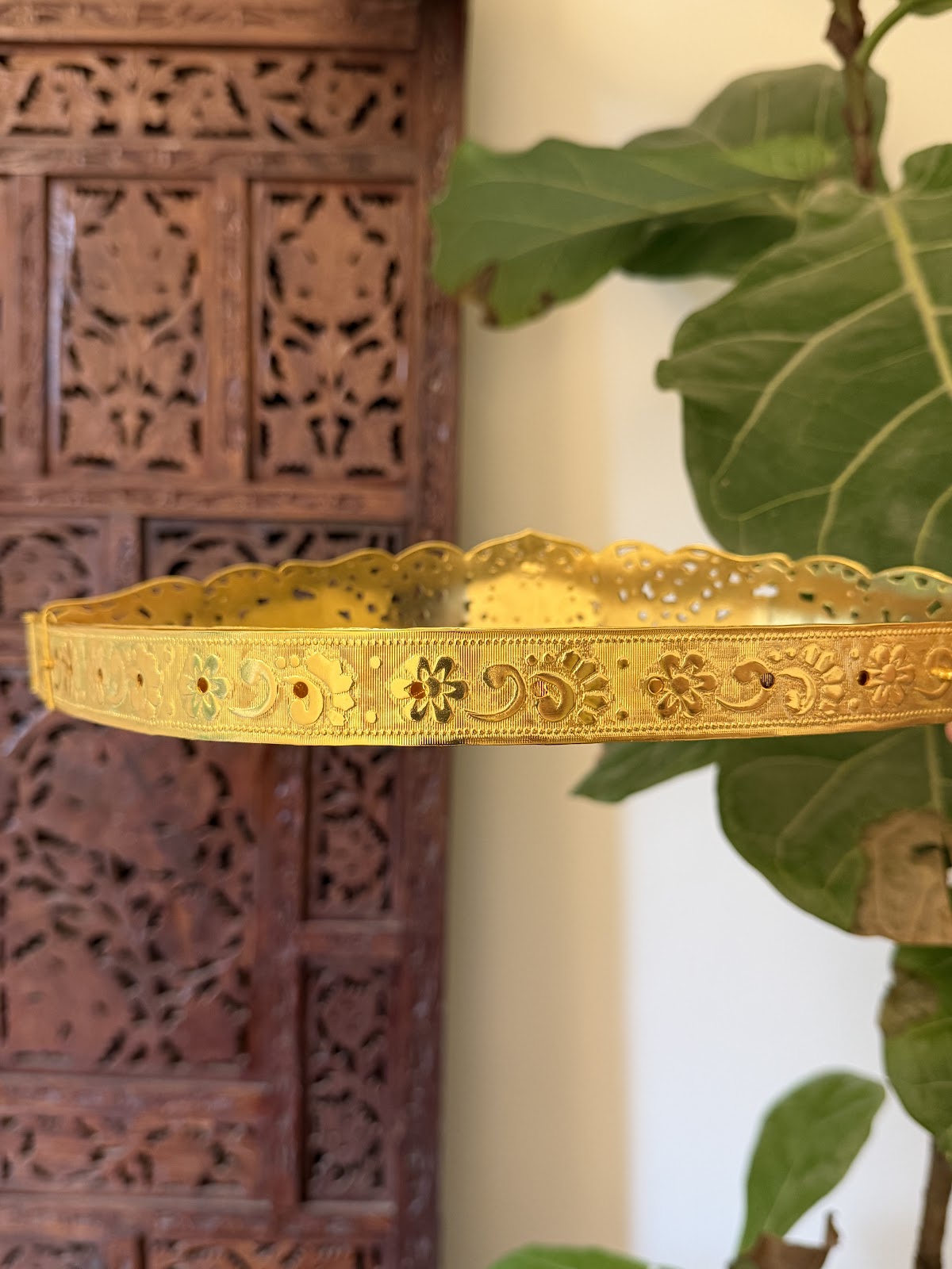Antique Gandaberunda Hipbelt – Ruby with Pearl Drop | Handmade Gold Plated | WB050