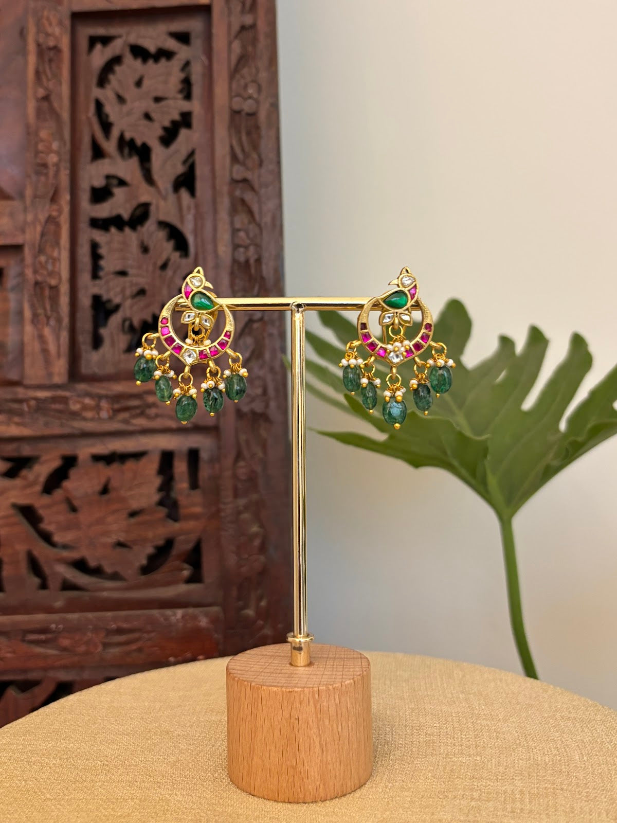 Gold Finish Peacock Multicolour Stud | Handmade Gold Plated | ER423