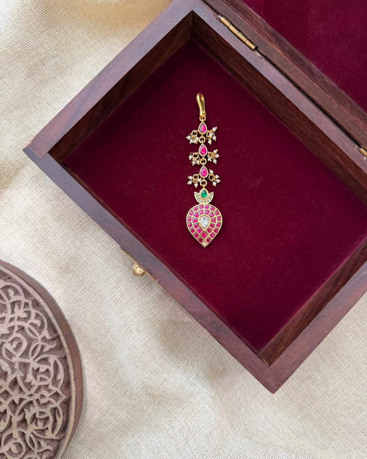 Designer Jadau Kundan Maang Tikka | Handmade Gold Plated | MT376