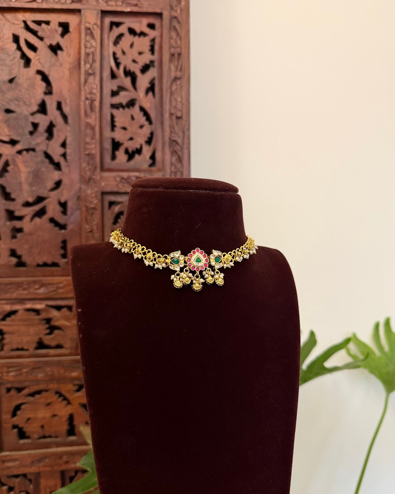 Kundan Chain Choker with Earrings NC696