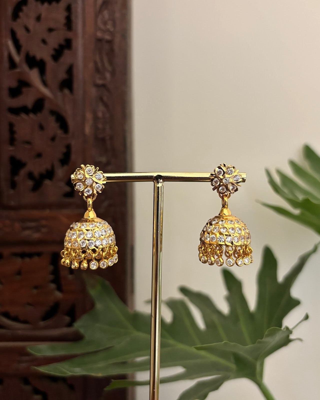 Vintage Impon Small Classic Jhumkas White ER396