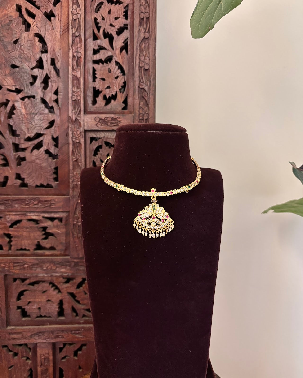 Vintage Impon Necklace – Multicolor | Handmade Gold Tone | NC799