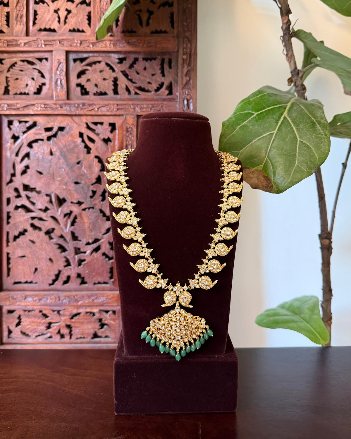 2 in 1 Jadau Kundan Mango Haram with Earrings | Handmade | NC883