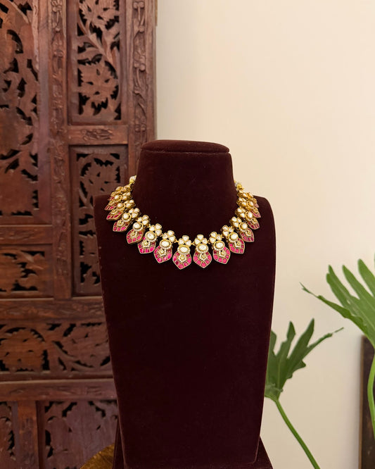 Elegant Moissanite Kundan Necklace & Earrings Set NC699