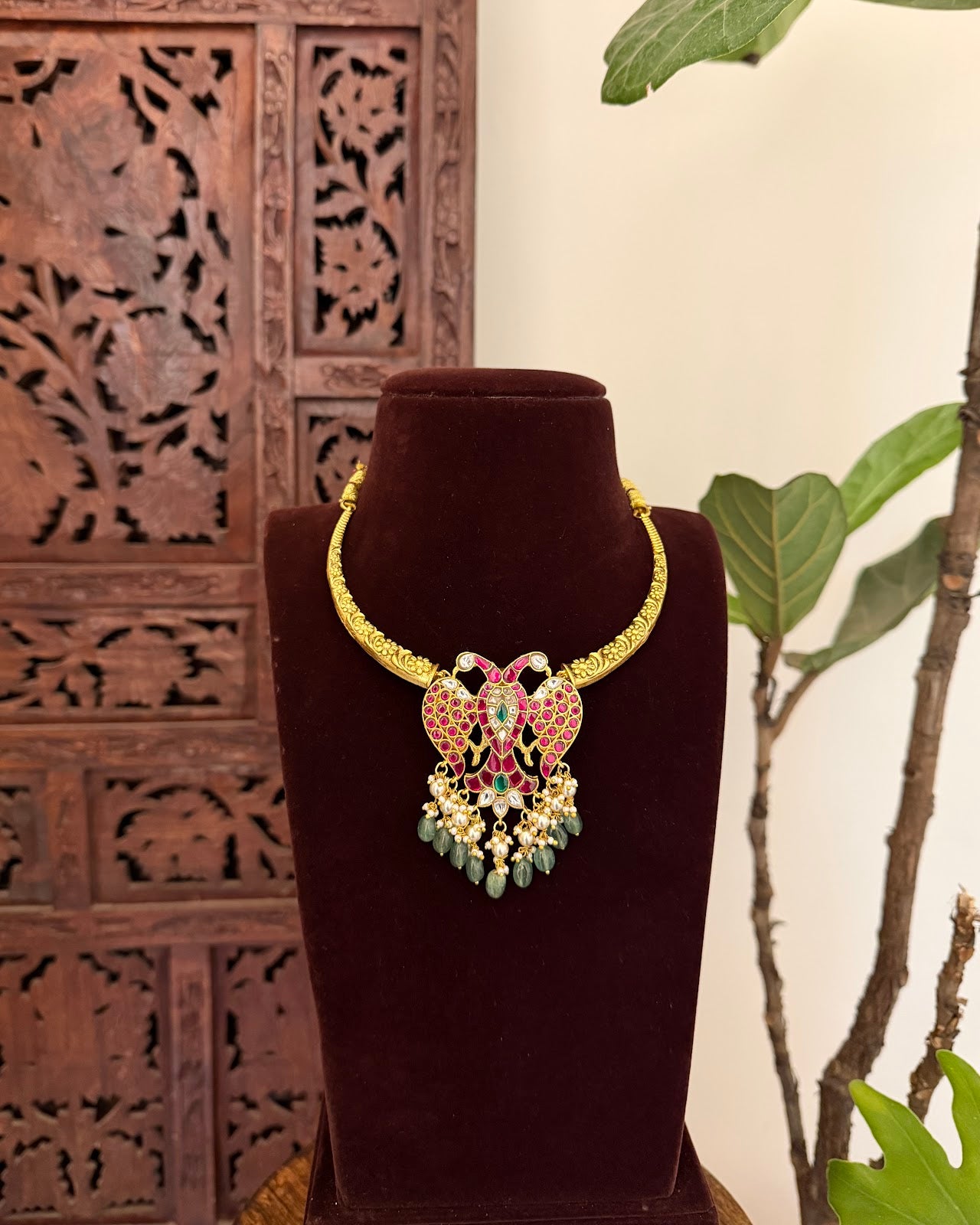 Gandaberunda Hasli Jadau Kundan Necklace | Handmade Gold Plated | NC766