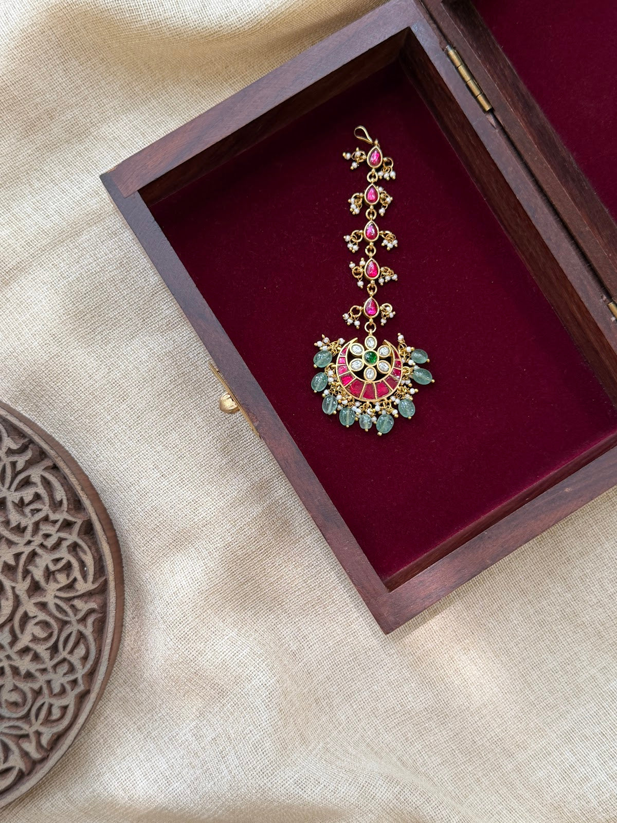 Regal Jadau Kundan Maang Tikka | Handmade Gold Plated | MT370
