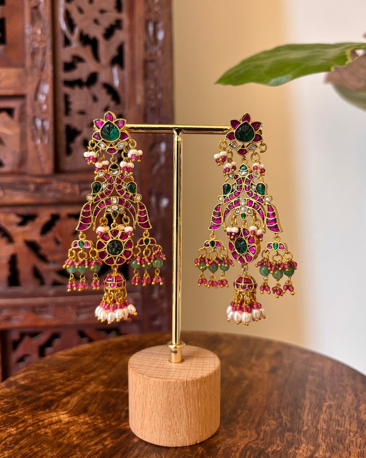 Statement Multicolor Jadau Kundan Jhumkas | Handmade Gold Plated | ER446