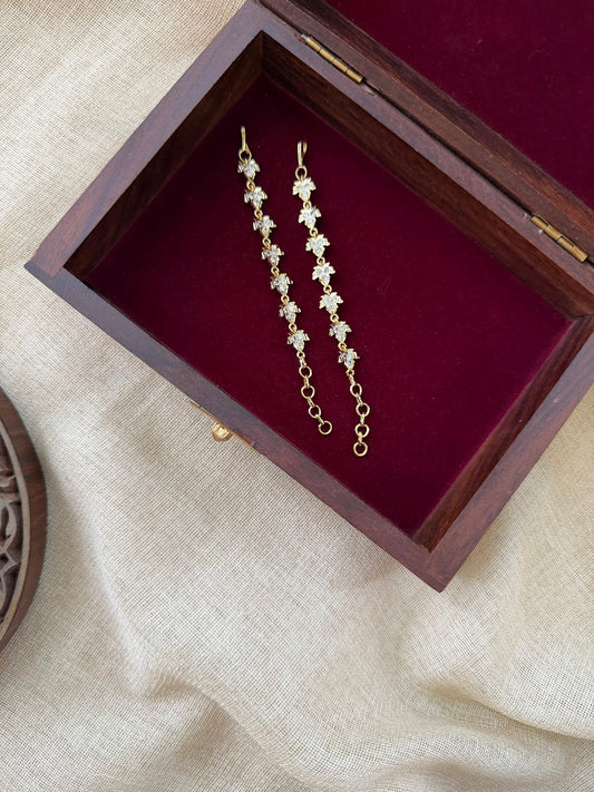 Vintage Floral Impon Ear Chain – White Traditional Style EC252