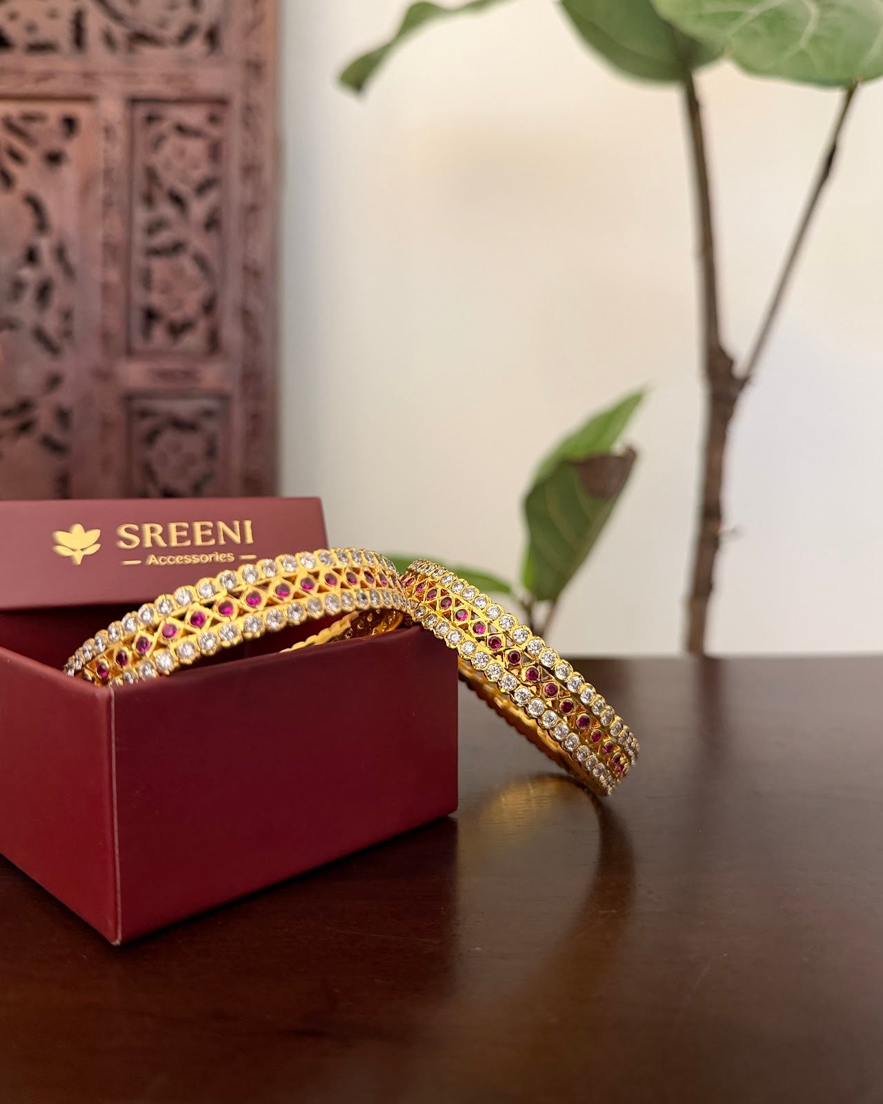 Vintage Impon Bangles | Pink & White | Handmade Gold Tone | BA133 | BA134 | BA135