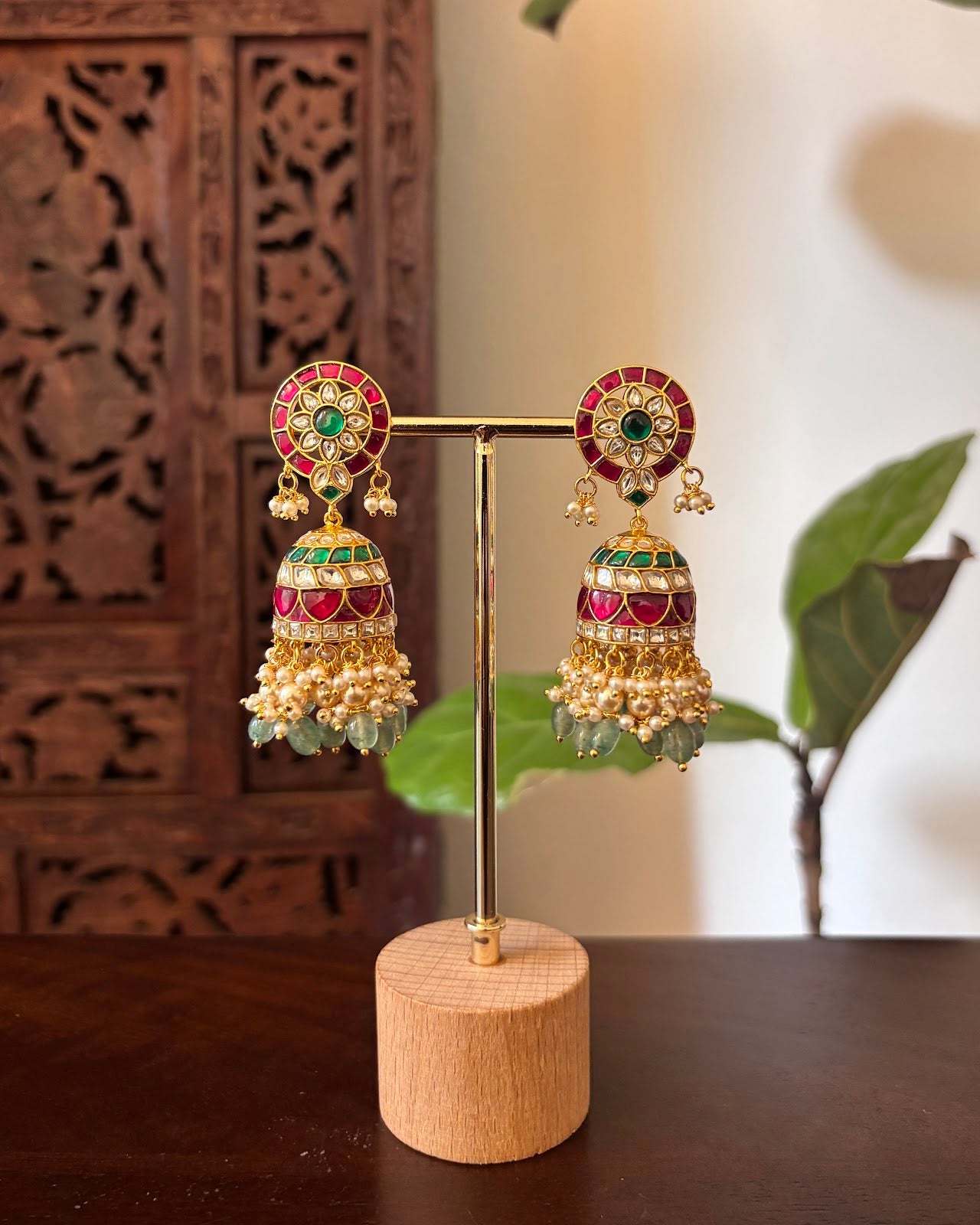 Multicolour Traditional Jhumkas | Handmade Gold Plated | ER466