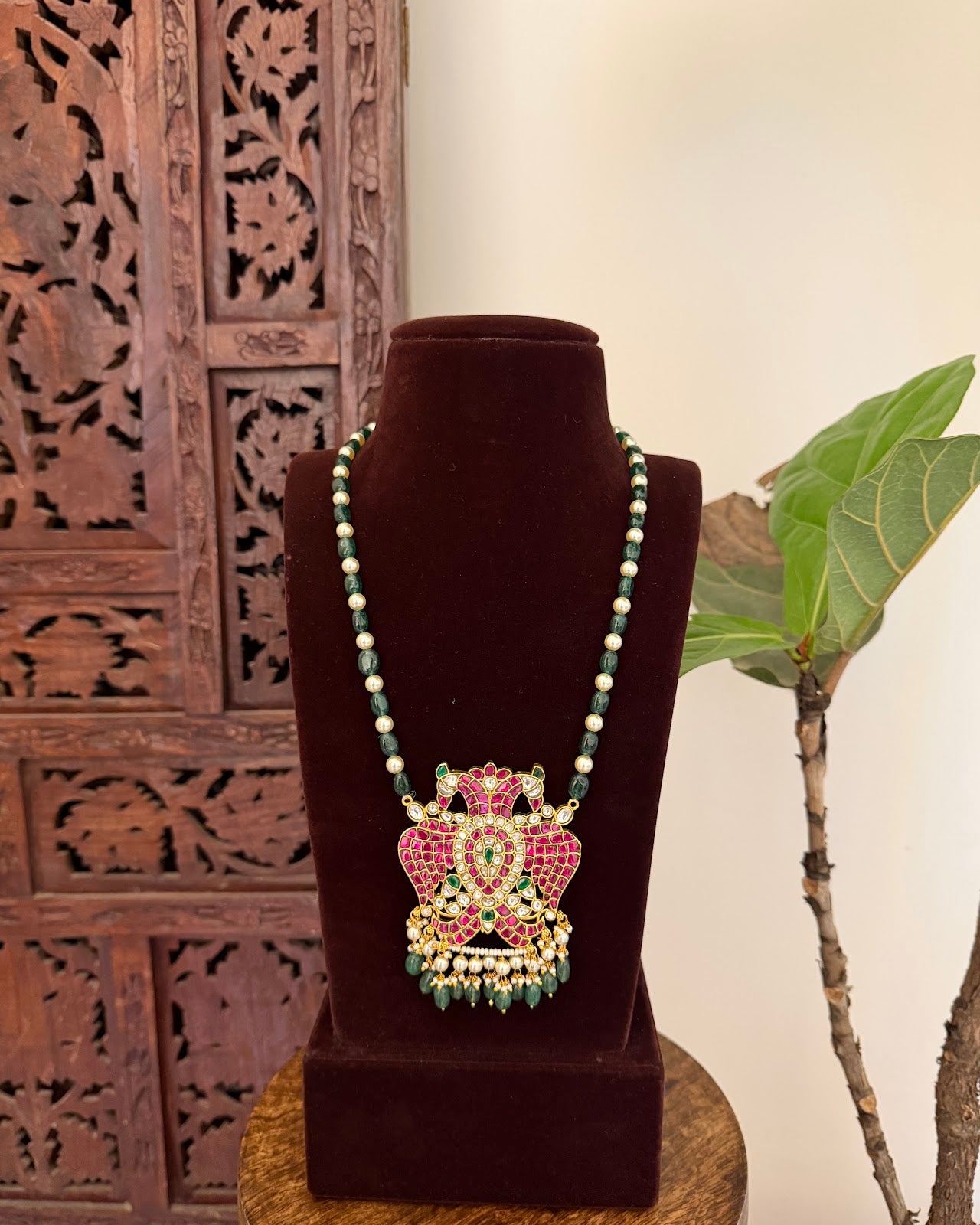 2 in 1 Royal Gandaberunda Multicolor Peacock Jadau Kundan Pendant Necklace | Handmade Gold Plated | NC787