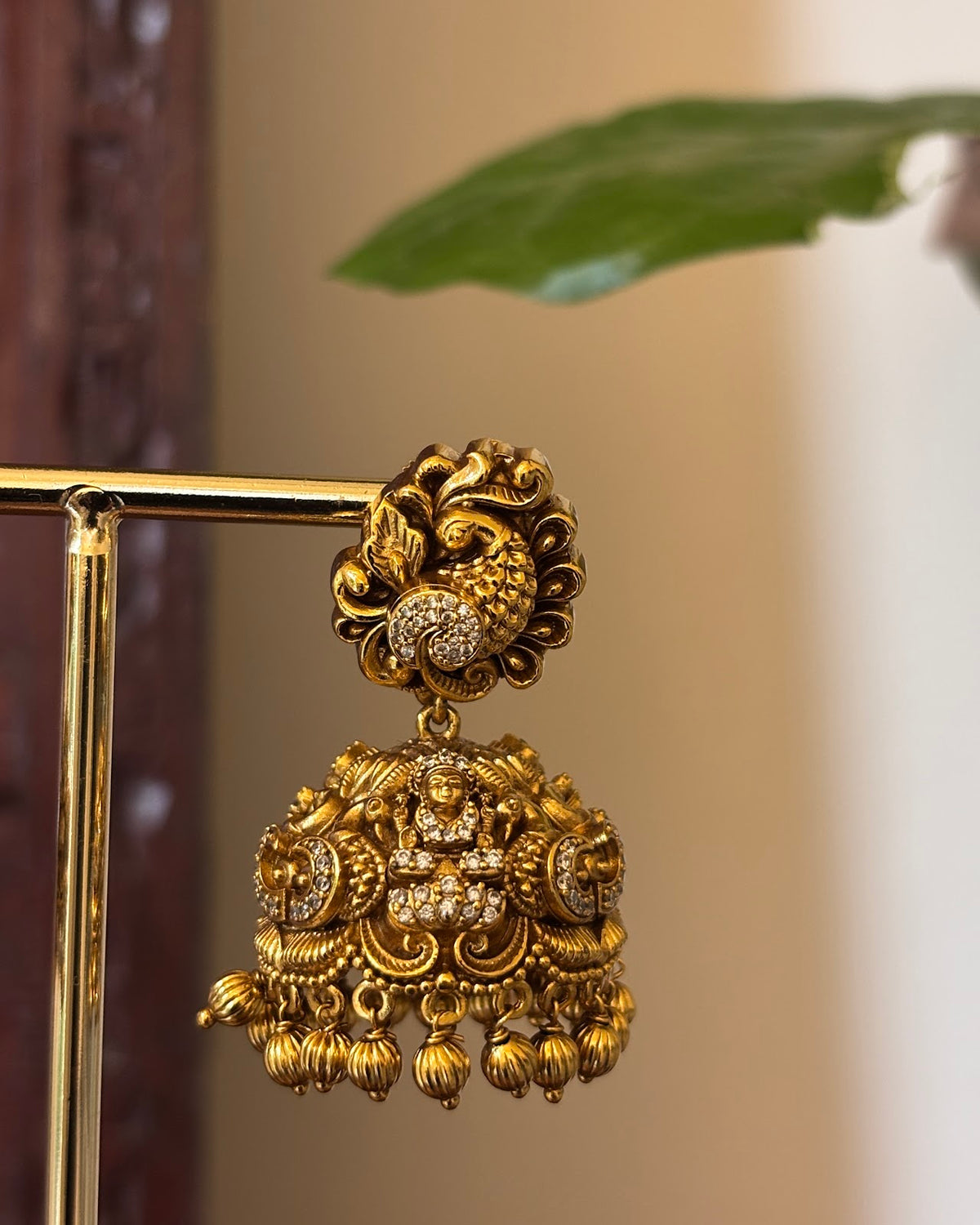 Statement Antique Peacock Jhumkas | Handmade Gold Plated | ER503