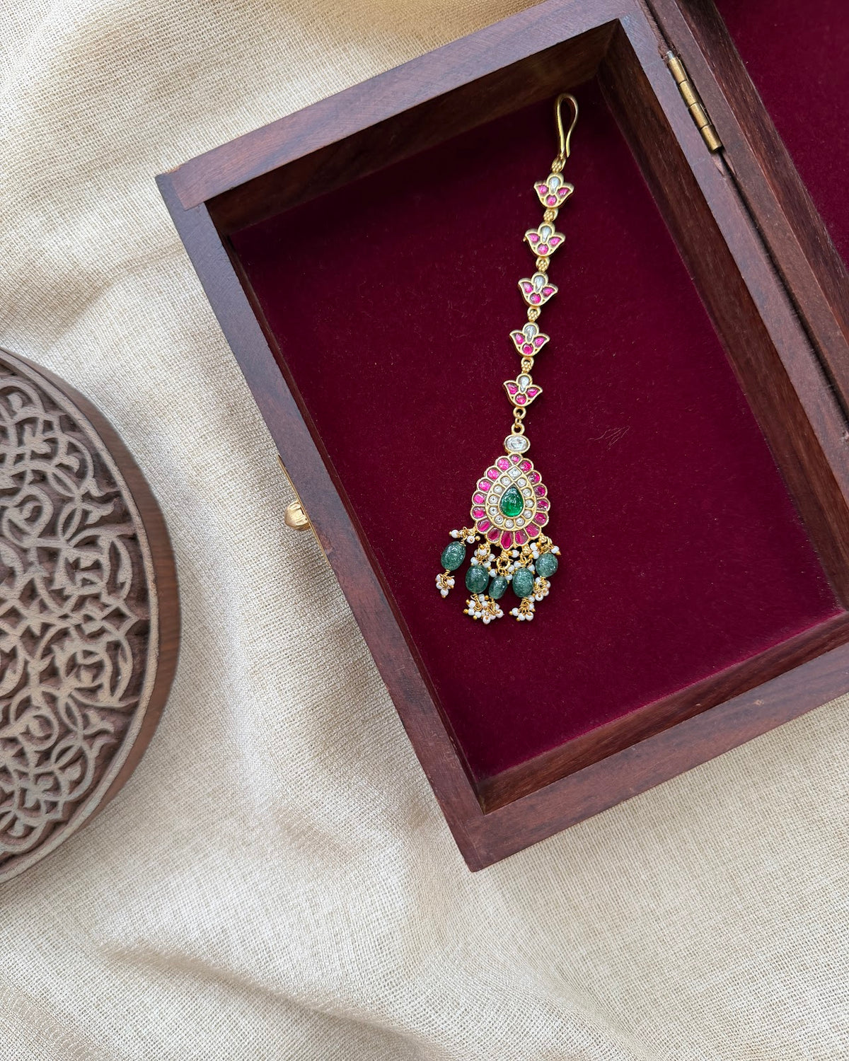 Heritage Jadau Kundan Maang Tikka | Handmade Gold Plated | MT373