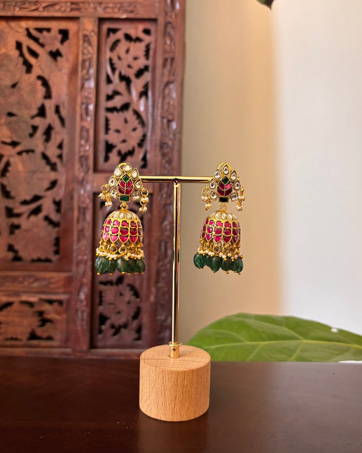 Traditional Jadau Kundan Earrings | Handmade Gold Plated | ER488