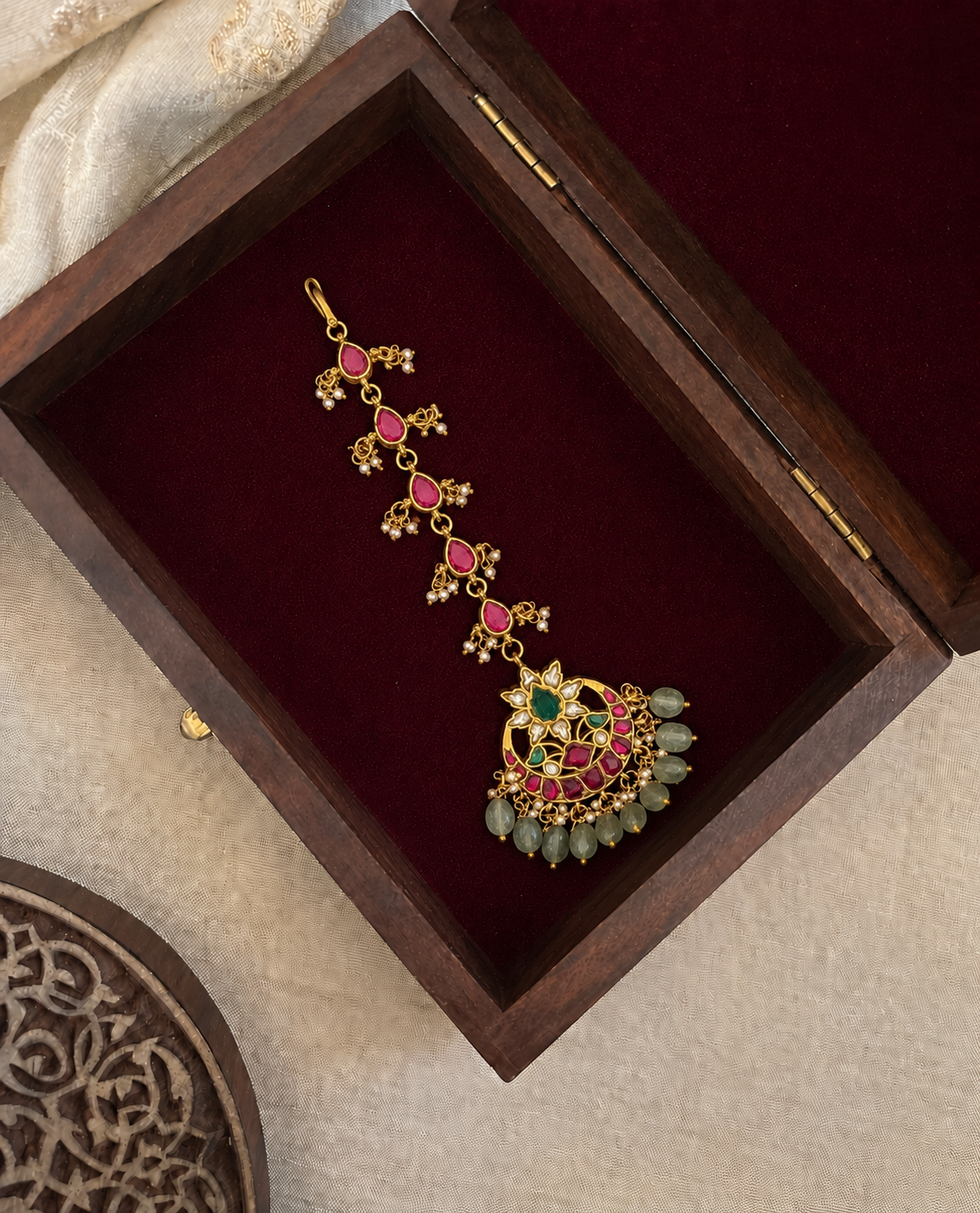 Floral Jadau Kundan Maang Tikka | MT340