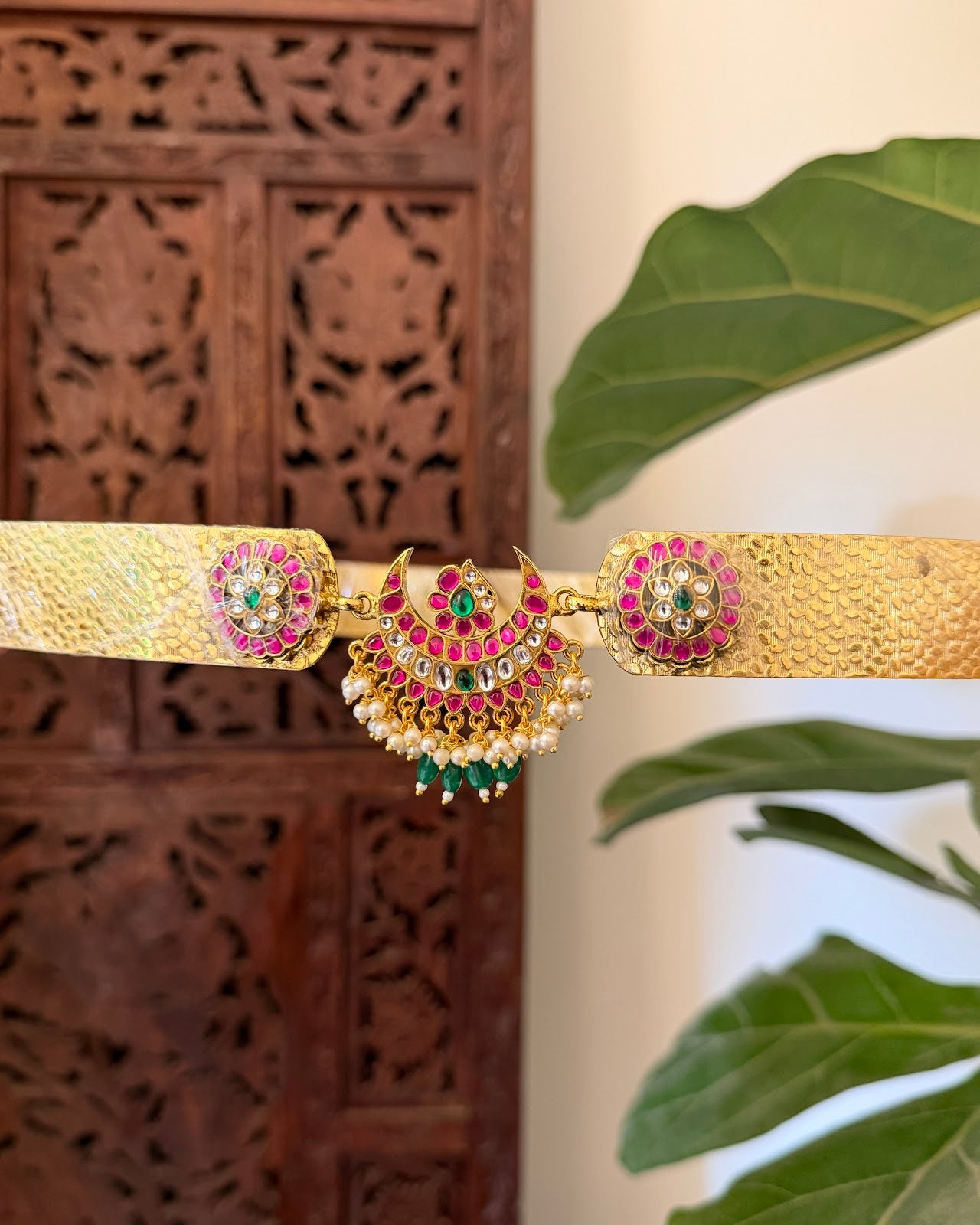Jadau Kundan Minimal Moon Hipbelt | Handmade Gold Plated | WB047