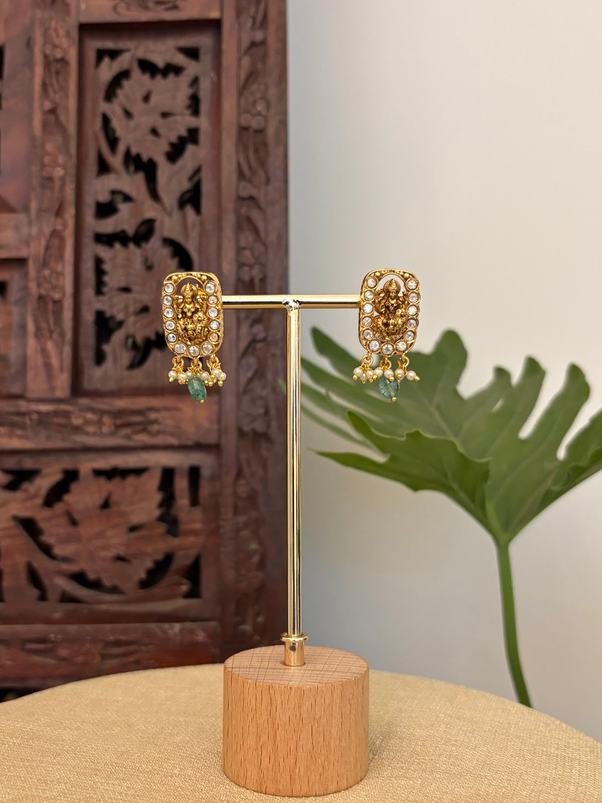 Statement White Jadau Kundan Lakshmi Jhumkas | Handmade Gold Plated | ER430