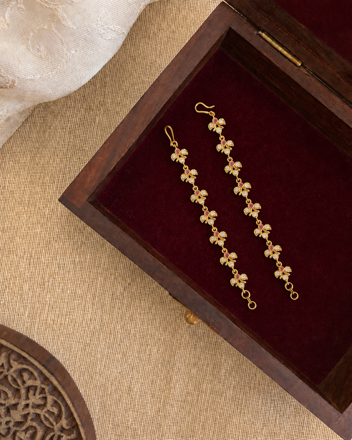 Vintage Impon Ear Chain | Handmade Gold Tone | EC233