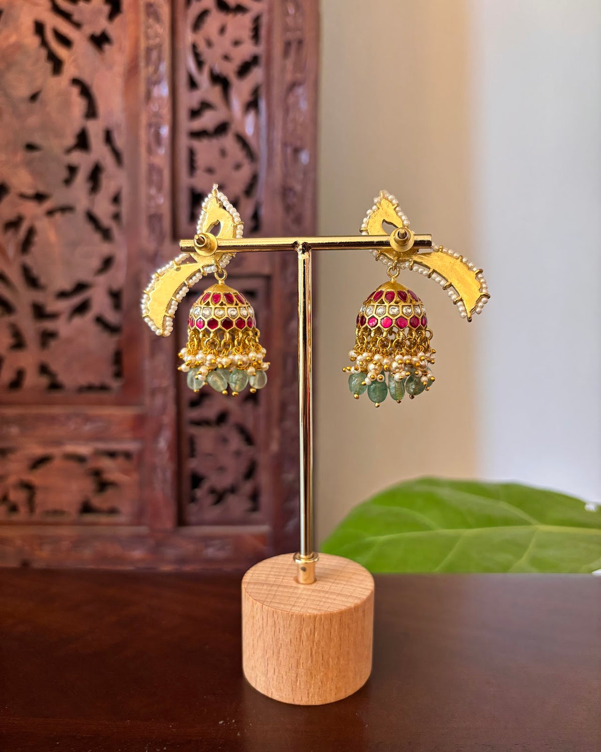 Classical Peacock Kundan Jhumkas | Multicolor Handmade Gold Plated | ER487