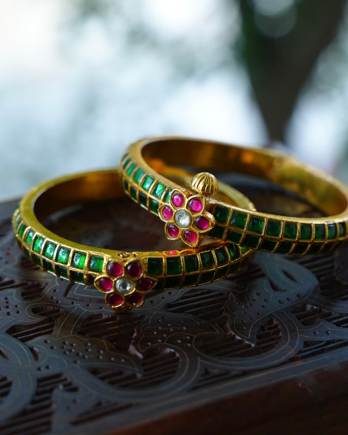 Jadau Kundan Green Kada Bangle | BA145 | BA146 | BA147