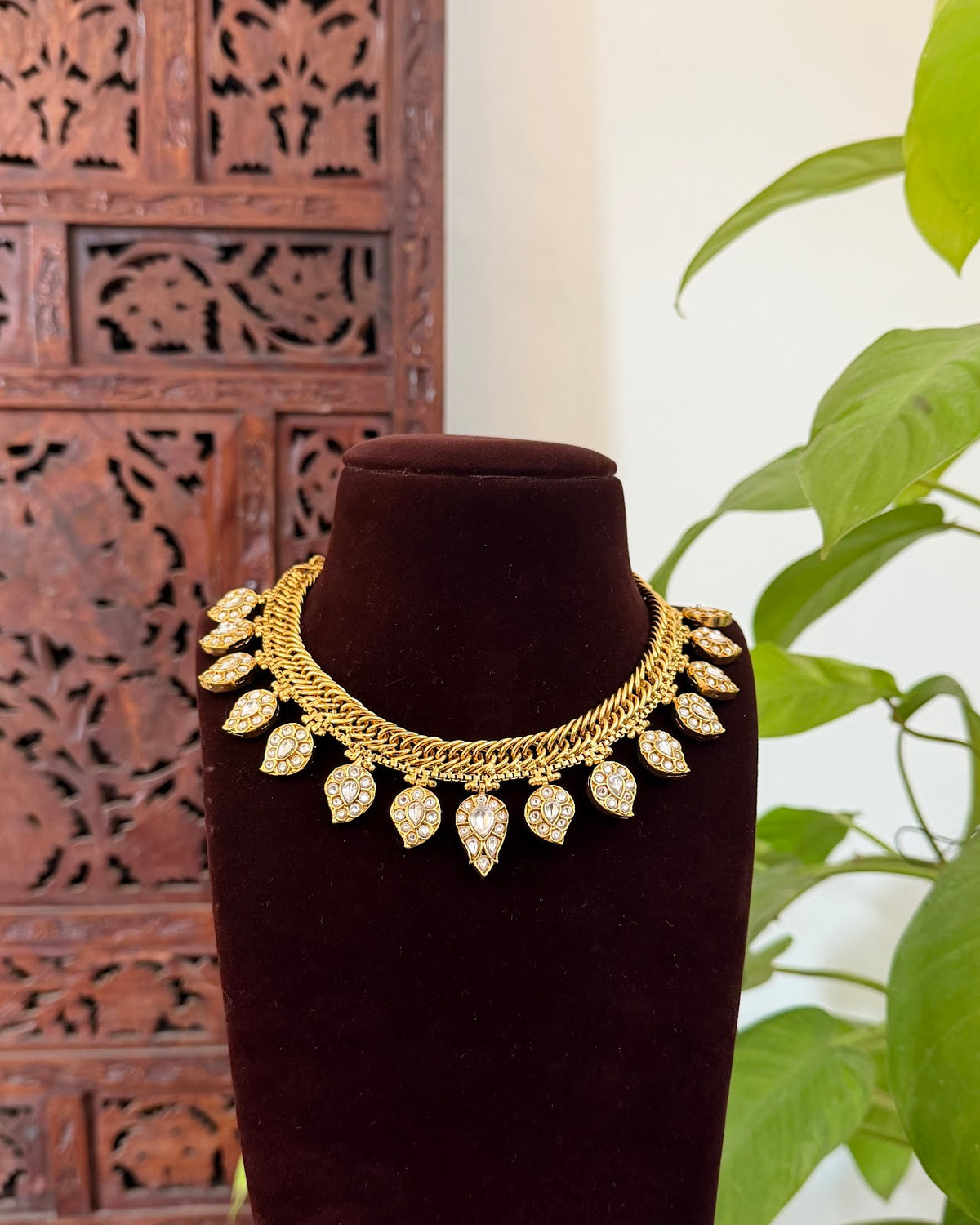 2 in 1 Reversible Mango Necklace with Earrings | Handmade Gold Plated | NC953