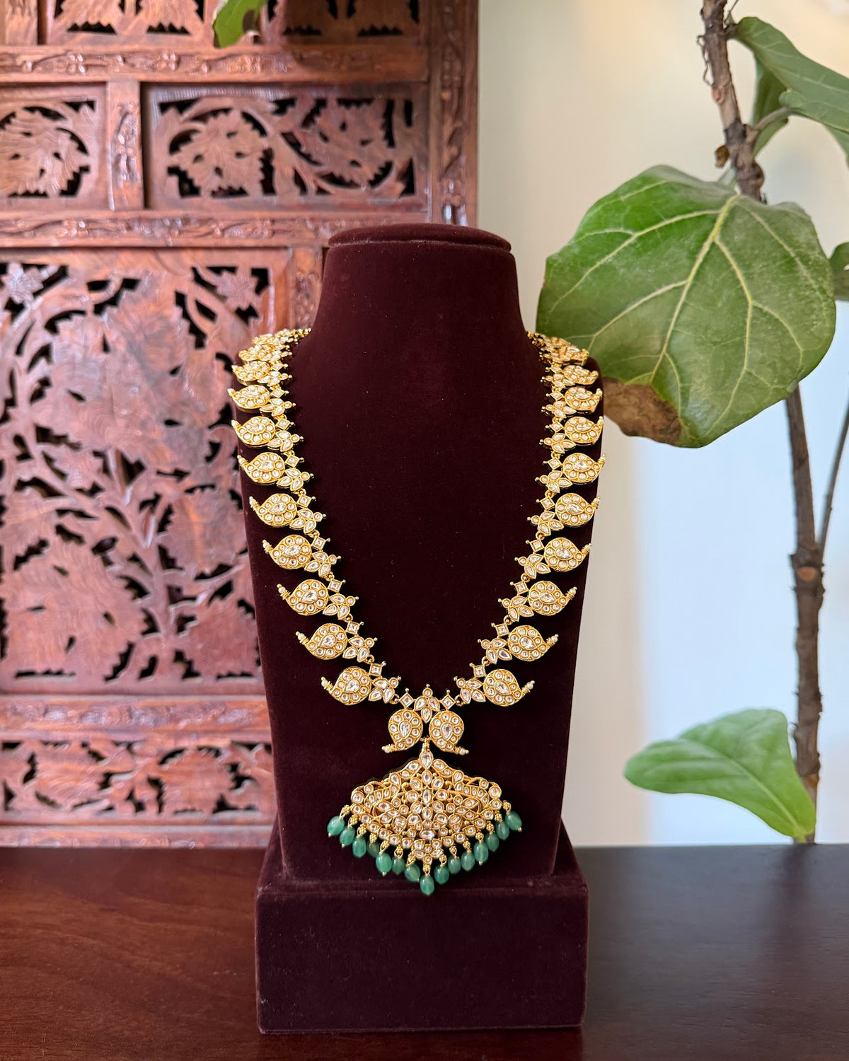 2 in 1 Jadau Kundan Mango Haram with Earrings | Handmade | NC883