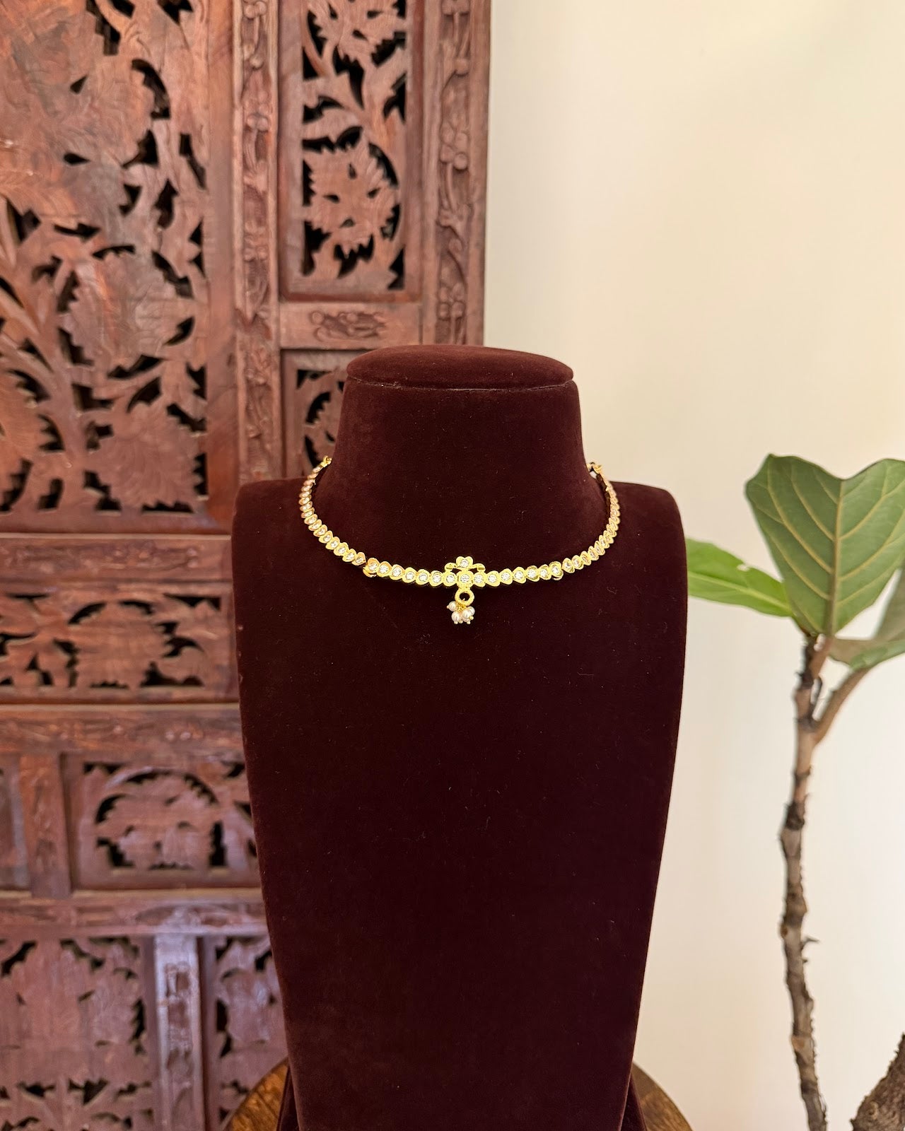 Vintage Minimal Attigai Necklace | Handmade Gold Plated | NC738