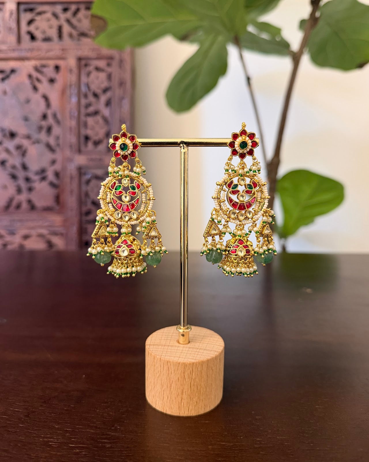 Kundan Statement Chandbali Earrings | Handmade Gold Plated | ER478