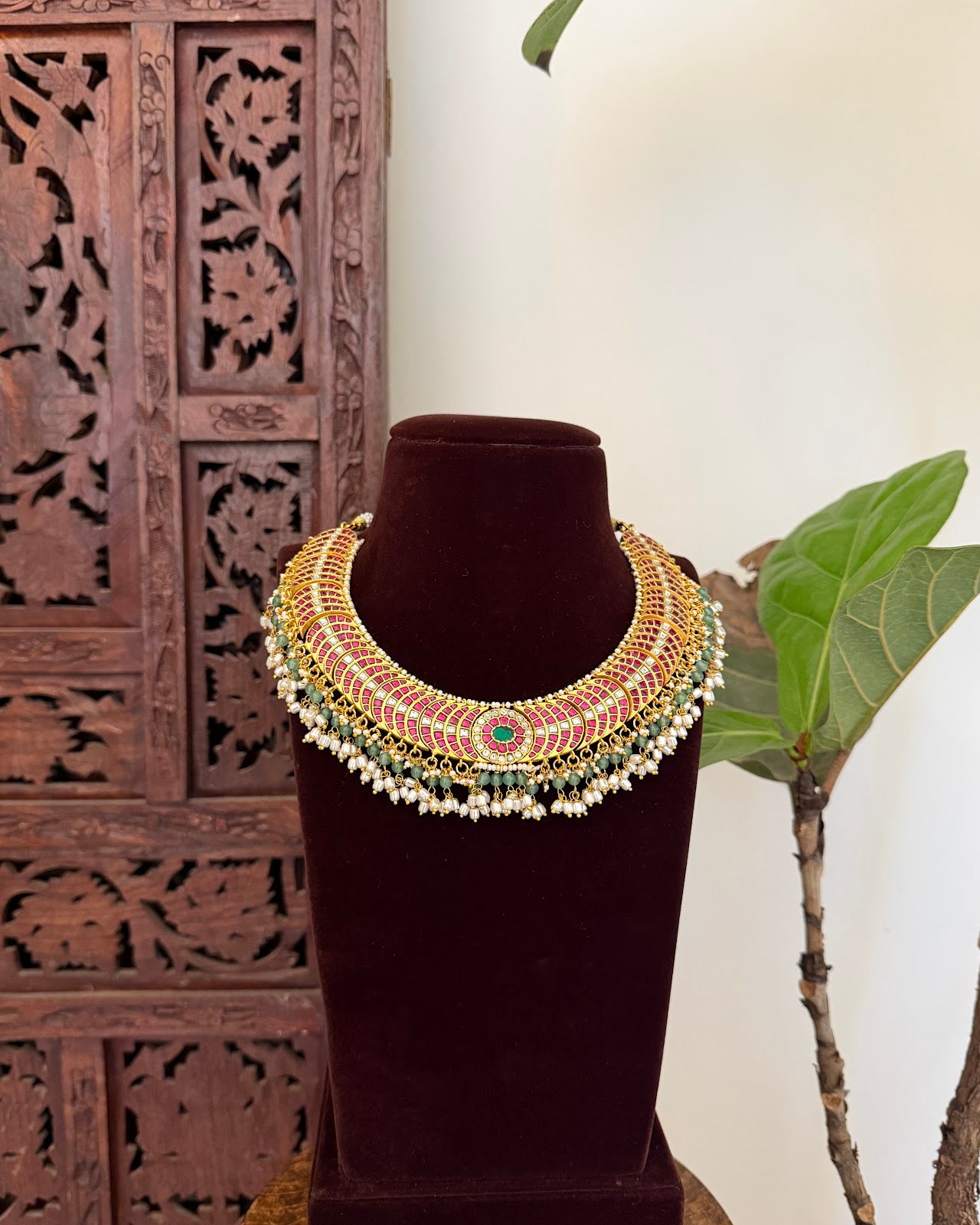 Royal Statement Jadau Kundan Necklace | Handmade Gold Plated | NC783