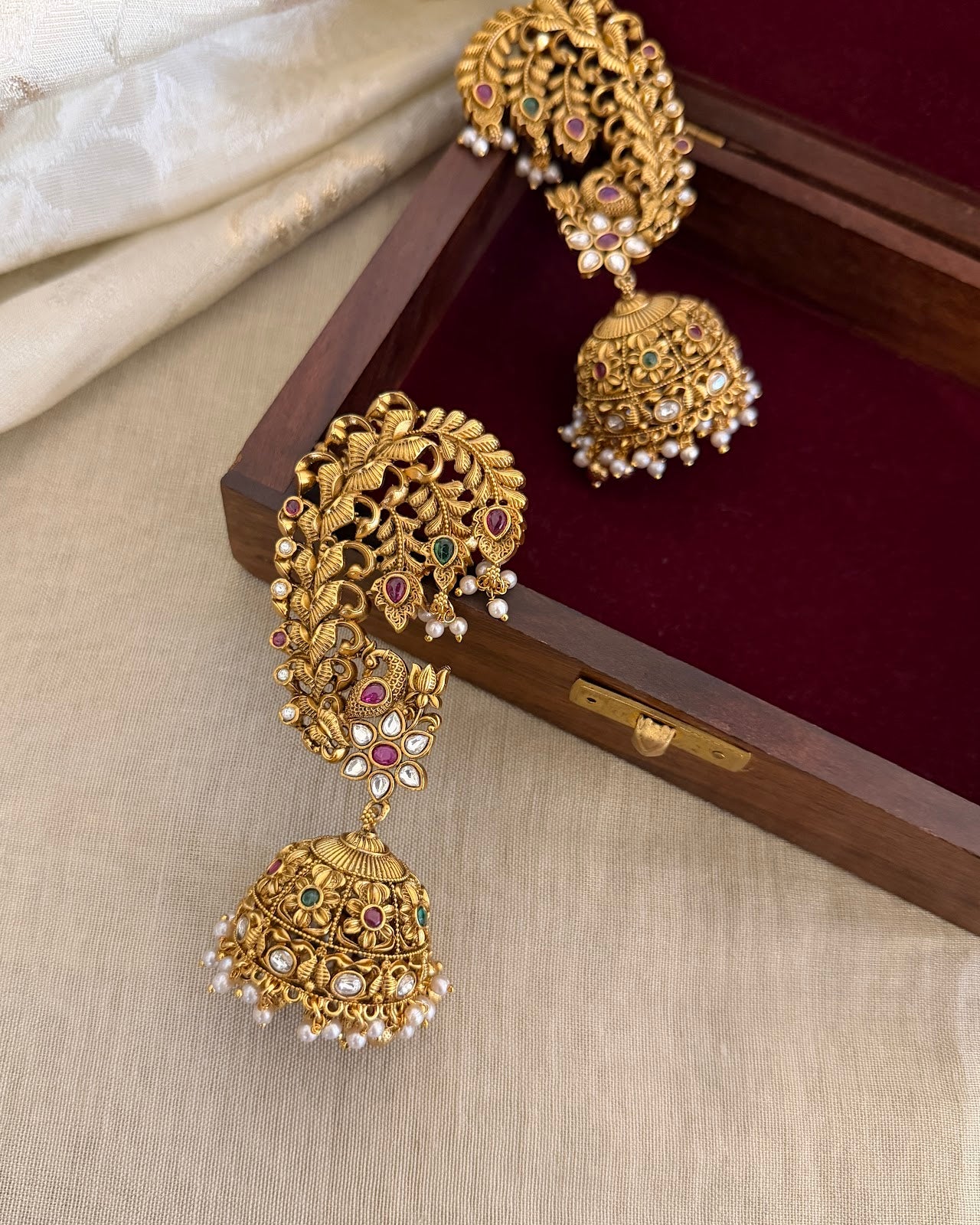 Antique Kundan Ear Cuff Jhumkas ER402