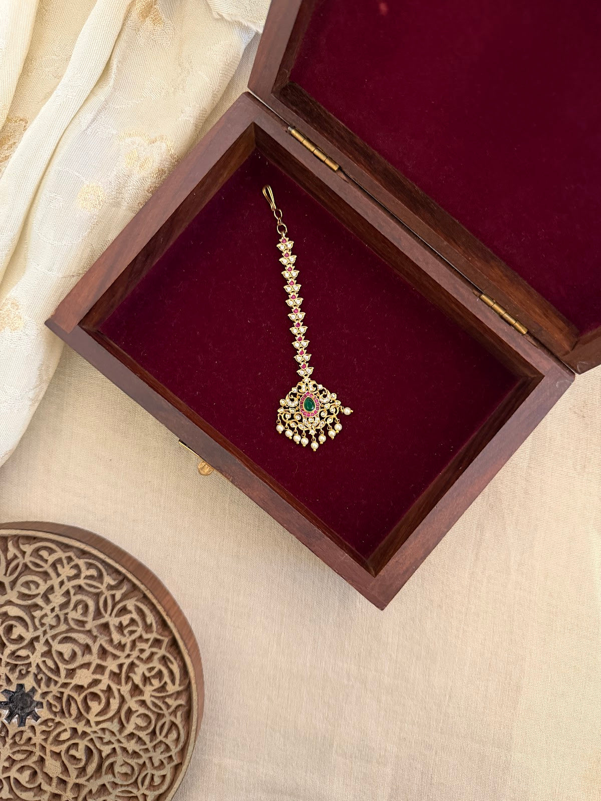 Multi Color Jadau Floral Design Maang Tikka | MT329