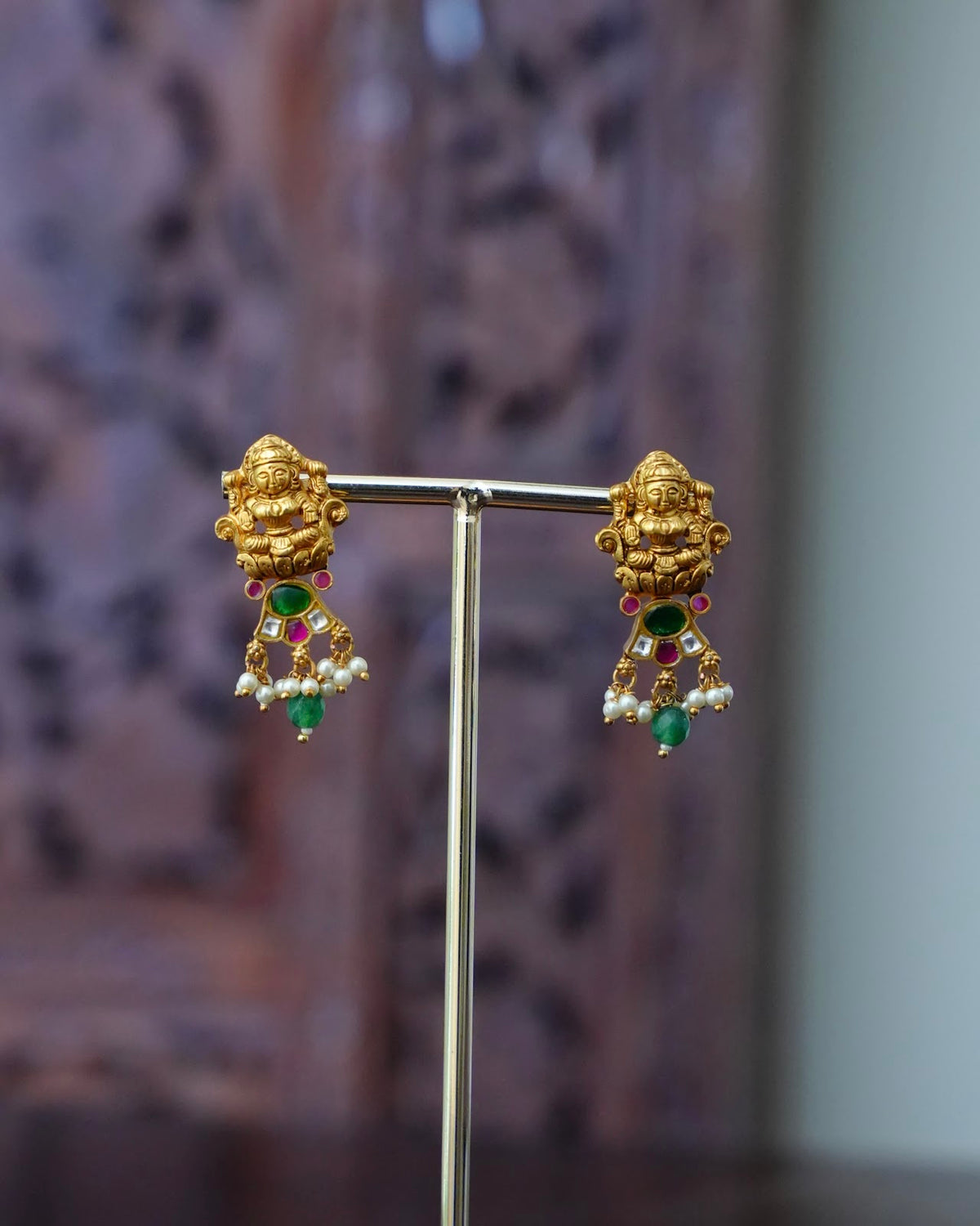 Elegant Antique Gold Plated Lakshmi Necklace Set with Earrings | Handmade Gold Plated | NC943