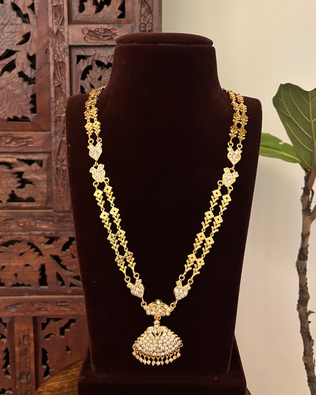 Vintage Double Layer Haram | White | Handmade Gold Tone | NC771