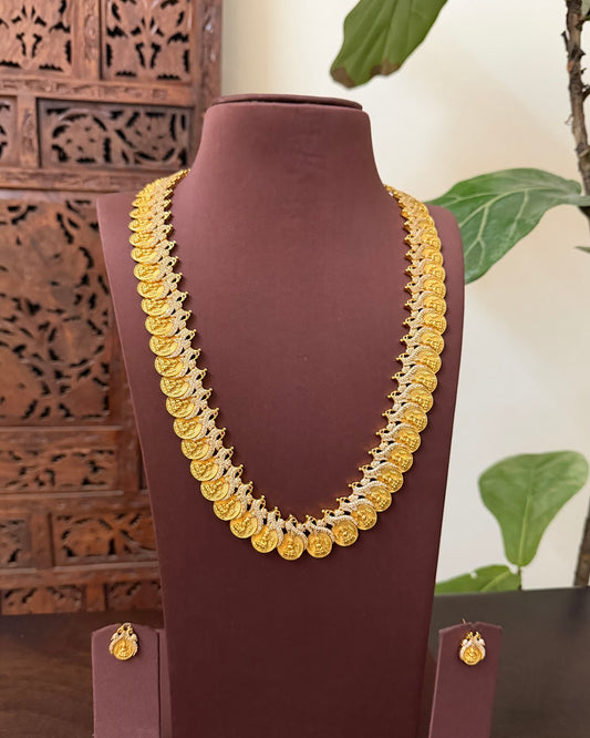 Peacock Kaasu Haram with Earrings | Handmade Gold Plated | NC924