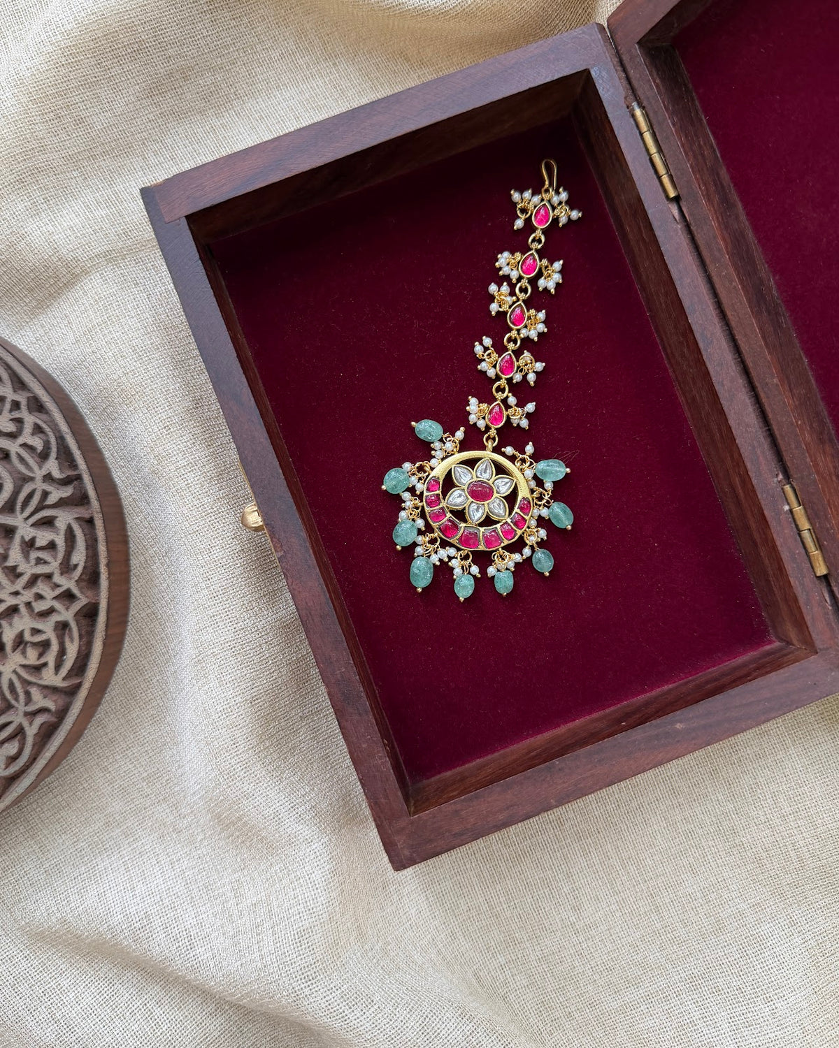 Bridal Jadau Kundan Maang Tikka | Handmade Gold Plated | MT372