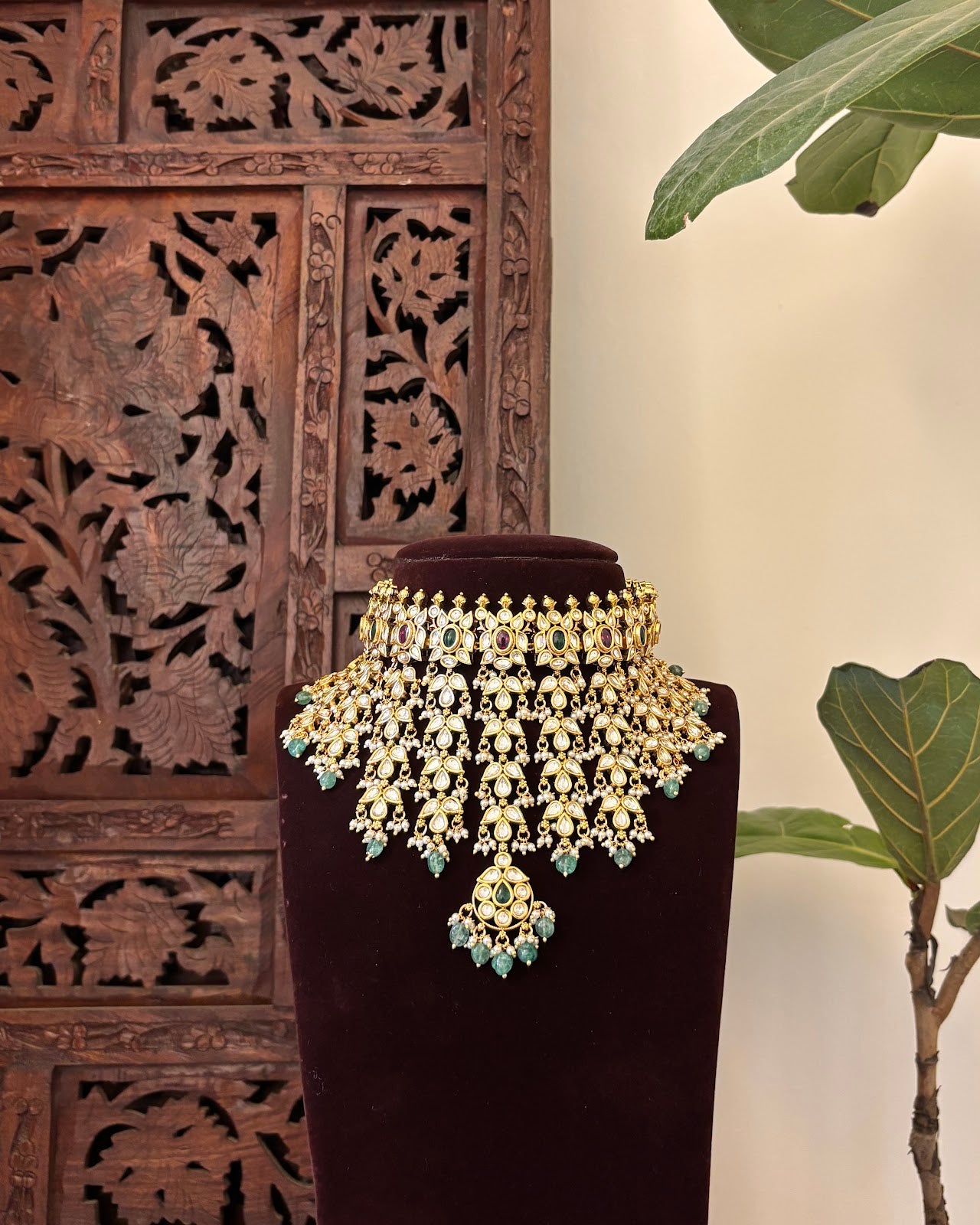 Royal Floral Victorian Choker Set | Handmade Gold Plated | NC775